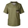Men's Short Sleeve V-Neck Scrub Top with Pocket - Labor Day Fun Print - Uniform Tunic