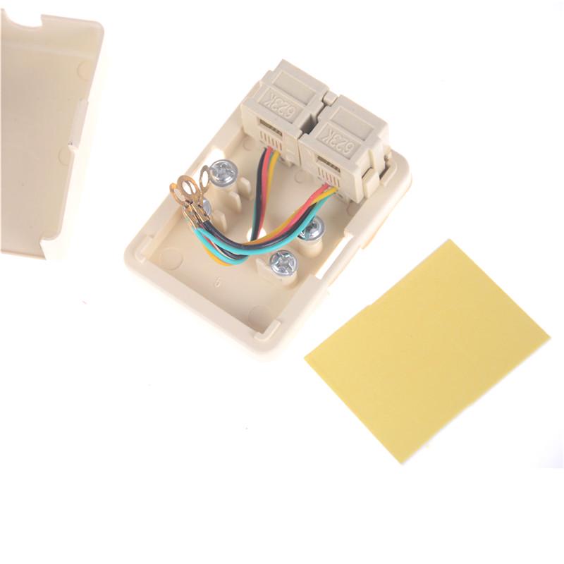 1pc Dual Telephone Surface Wall Mount Phone Jacks Outlet Connector 4C RJ11 EC