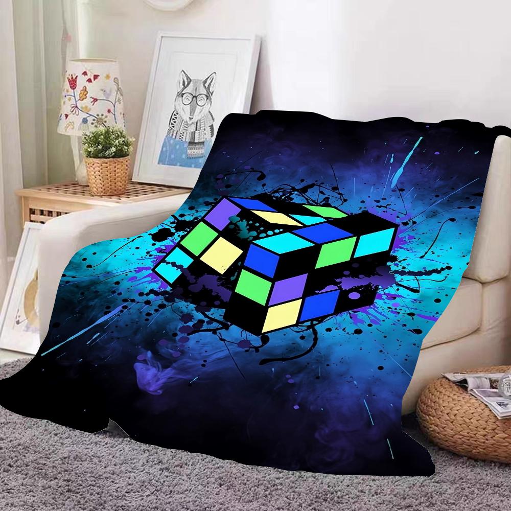 Rolig Känd Konstnär R-Rubiks Kub pekare Filt Design Lättviktig För Sovsalar, Power Naps, Vardagsrum, Kontor, Soffa, Hela Säsongen