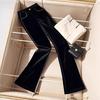 Womens Black Velvet Straight Leg Trousers High Waist Comfortable Casual Slim Fit Winter 2025