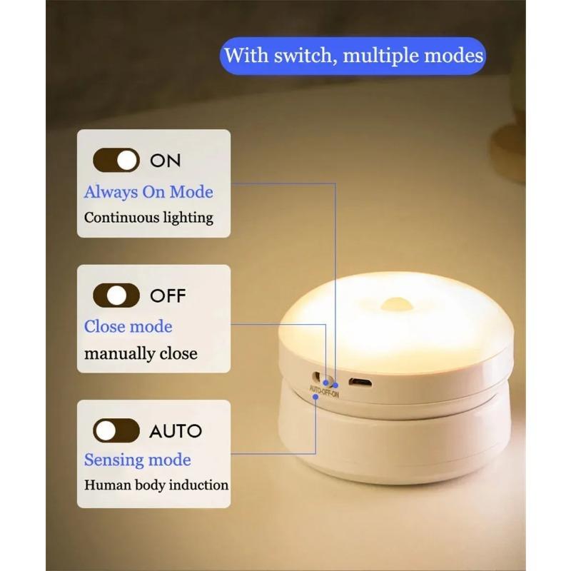 Night Light Rotatable Wireless Motion Sensor LED Night Lights USB Rechargeable Bedroom Corridohting Motion Sensor Light Led Lamp