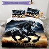 3pcs Custom Name Horse Bedding Set Duvet Cover Closure Includes 1 Duvet Cover & 2 Pillowcases, Soft and Comfortable for All Seasons.