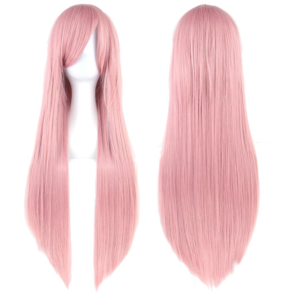 Professional  80cm Long Straight Wigs Pink Green Party Hair Accessories Synthetic Hair Cosplay Wig for Women