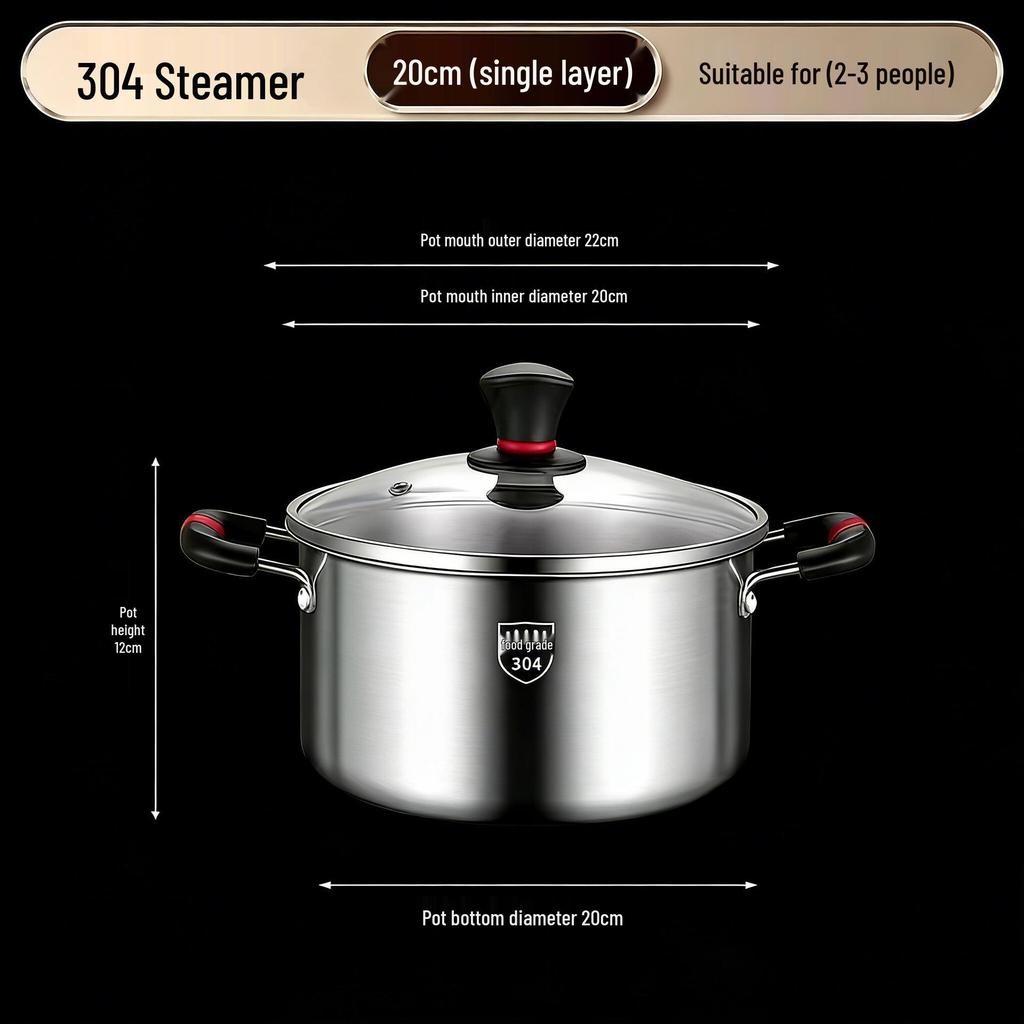 316L Stainless Steel Soup Pot with Handles - Non-Stick for Steaming, Cooking, and Stewing On Induction Cookers
