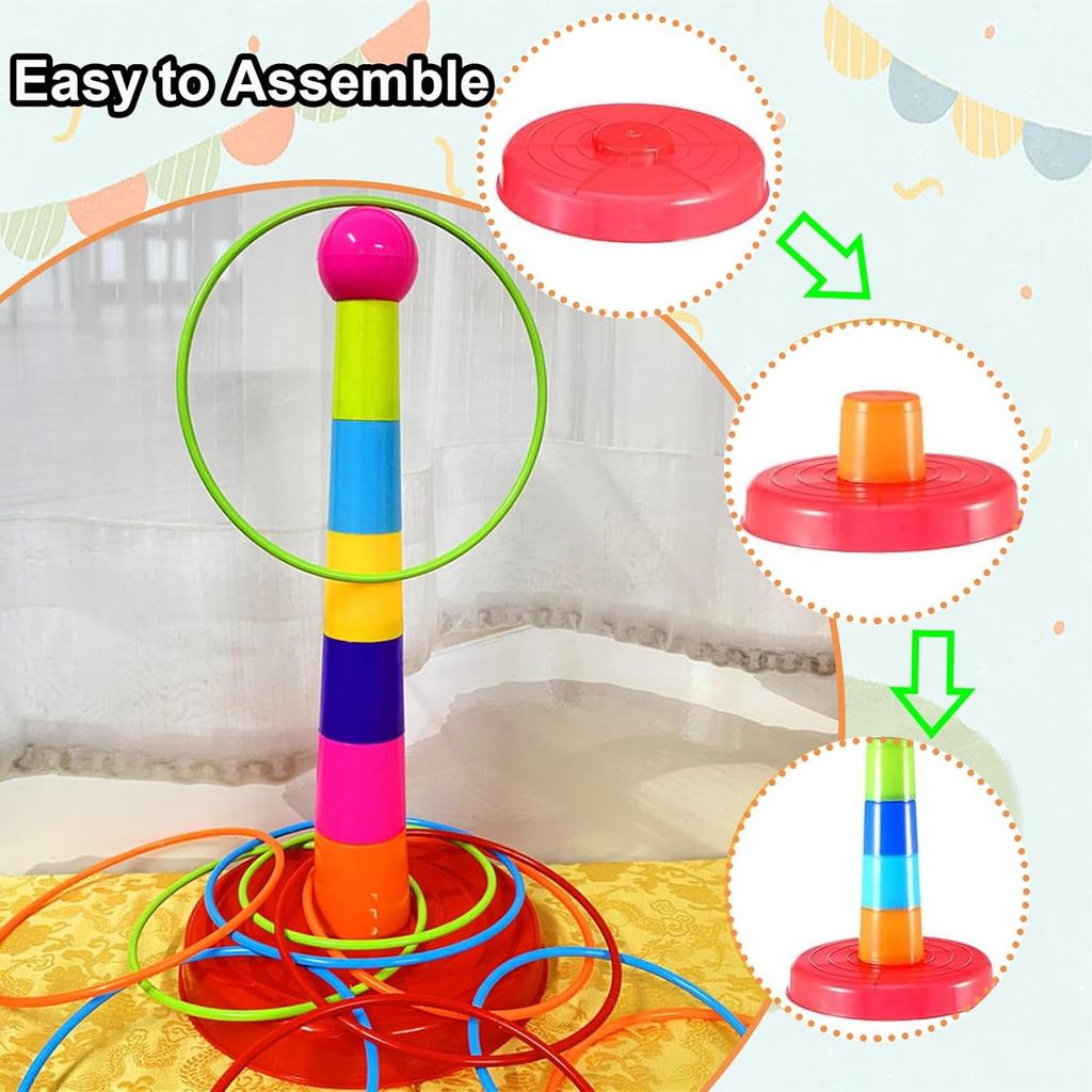 Colorful Plastic Sport Ring Toss Game Set for Kids, Outside Toy Family Christmas Party Games Gifts, Kids Sports Educational Toys