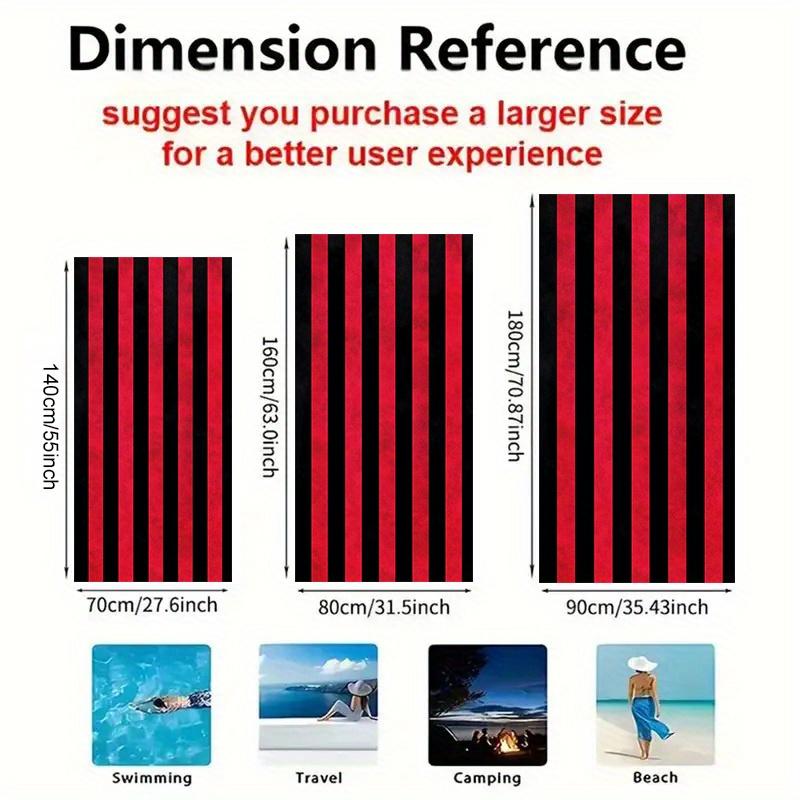 Bold Faded Red and Black Striped Beach Towel Microfiber Soft Quick Drying Bath Towel for Swimming Modern Textile Design