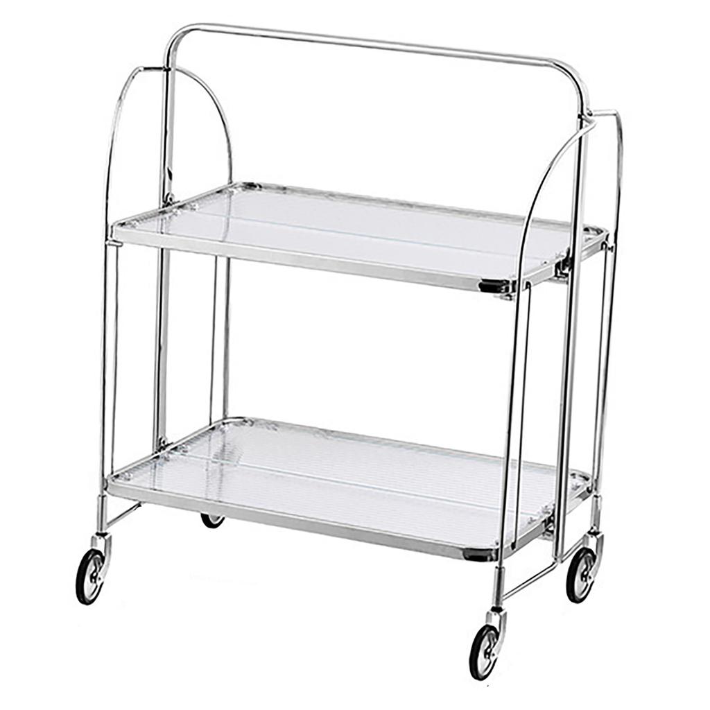 Storage Rolling Cart 2 Tier Glass Utility Organization Mobile Shelving for Bedroom Living Room