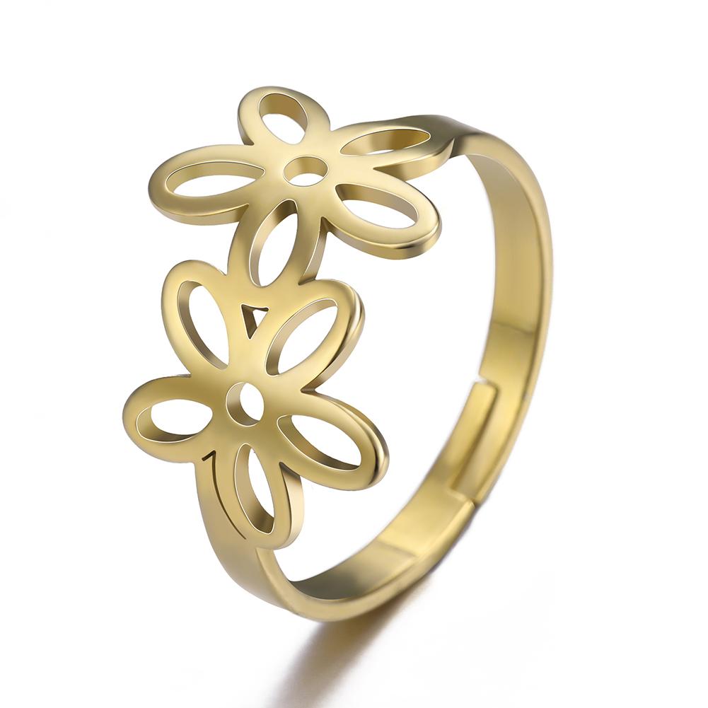 Cazador Flower Finger Rings Gold Color Women Ring 2026 New Arrival Adjustable Stainless Steel Fashion Jewelry wholesale