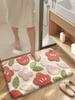 Strong Water-Absorbing Floor Mat At the Bathroom Entrance, Plush Quick-Drying Non-Slip Foot Mat, Pink Floral Carpet for the Shower Room