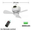 Xiaomi New Remote Control Mini Ceiling Fan USB Wireless Cooling Fan 12000mAh Portable LED Night Light Camping Fan with USB Ceiling Fan