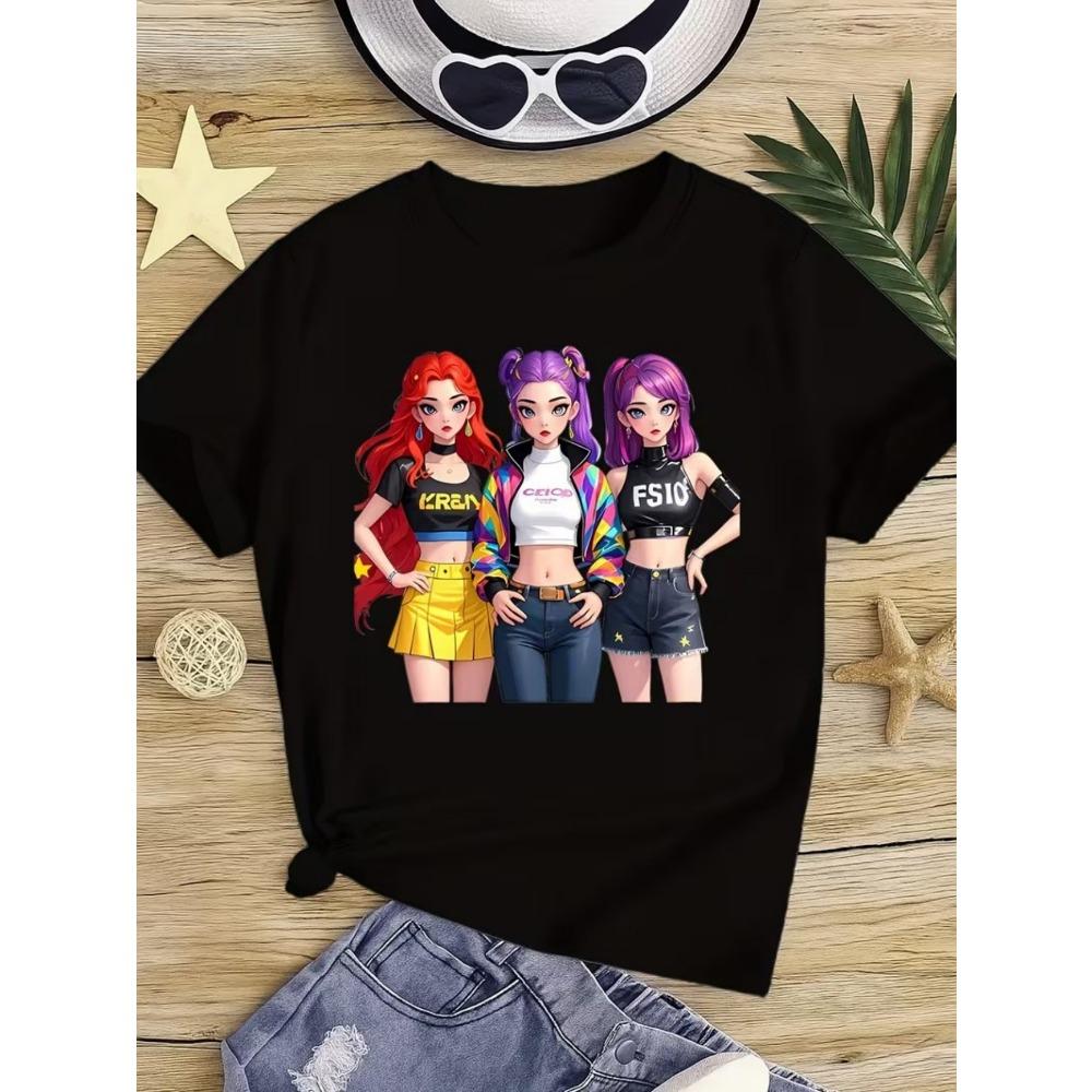 

2026 Hot Movie Soft Cotton Baby Girls T Shirt Children s Clothing KPop Demon Hunters Fans Gifts Kids Clothes Fashion Casual Tops 100