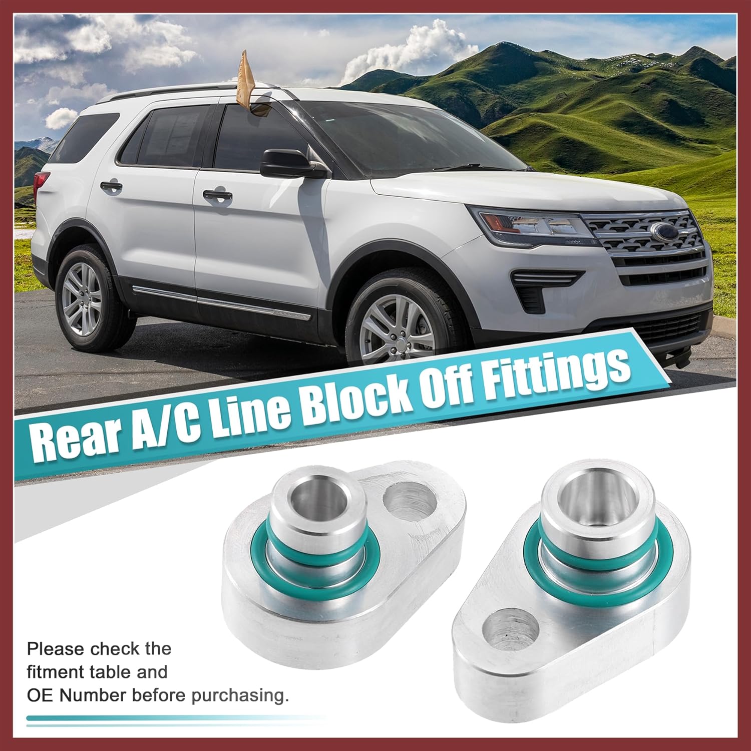 

2 Set AC Rear Blockout Kit AC Elimination Auxiliary Kit for Ford Explorer 2010-2018 Metal Silver Tone Replace Parts