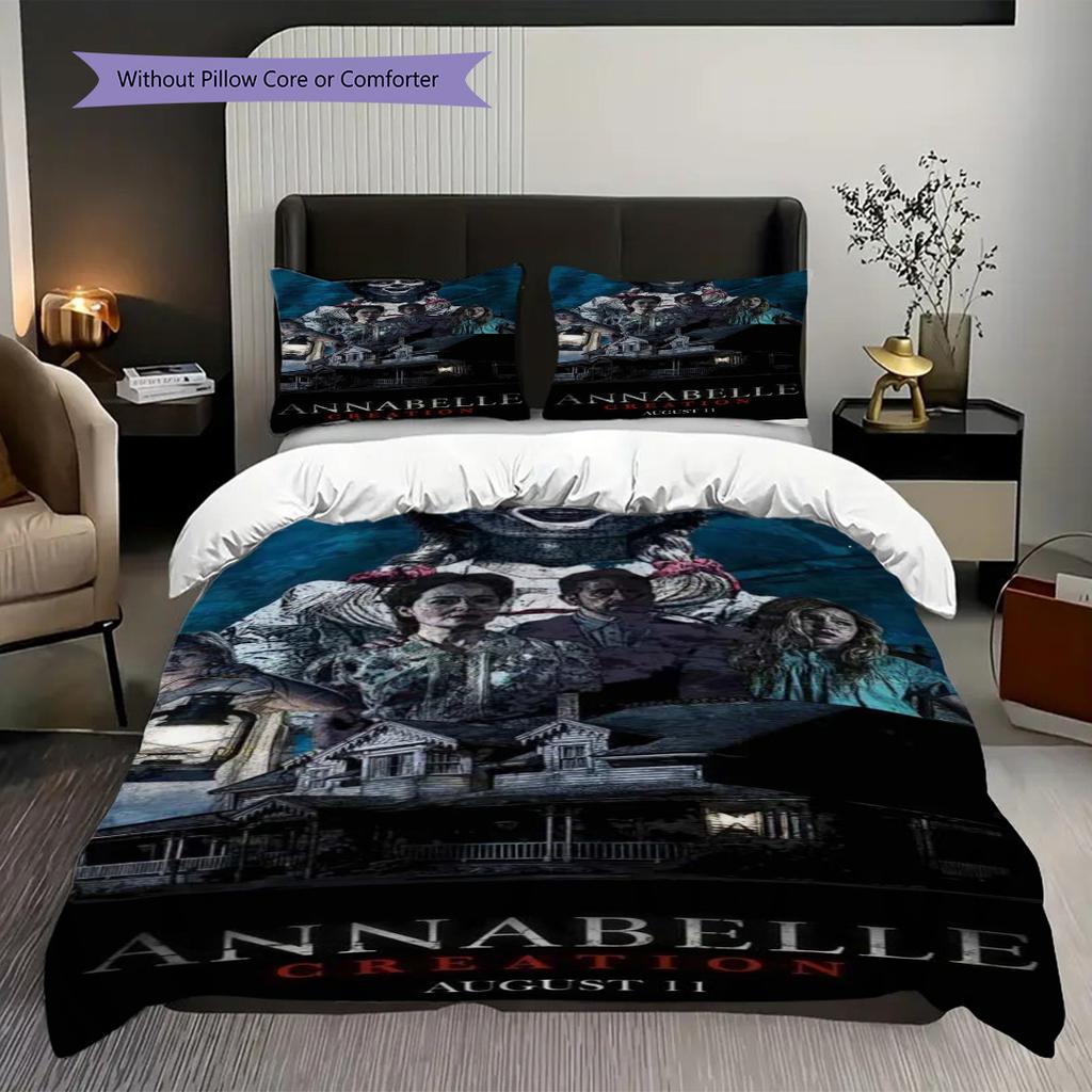 Whispers Annabelles Curse Three-piece set (1 * duvet cover + 2 * pillowcase, without core) 2D Flat Christmas birthday gift Soft and comfortable