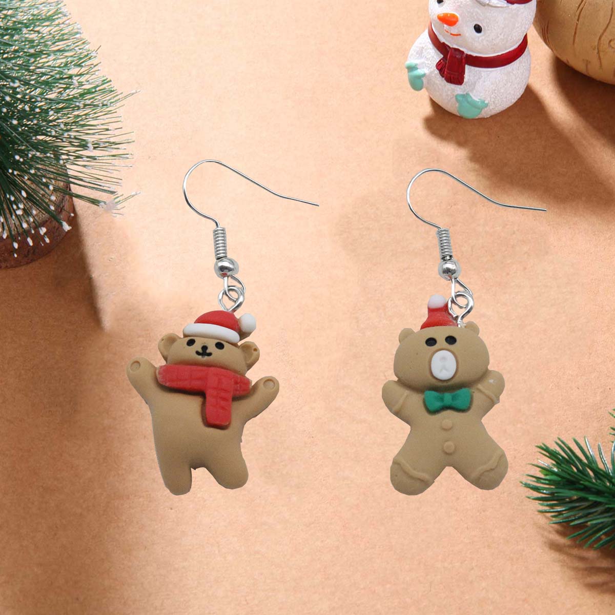 

1 Pair of Teddy Bear Earrings, Cute Earrings, Suitable for Wearing During Christmas