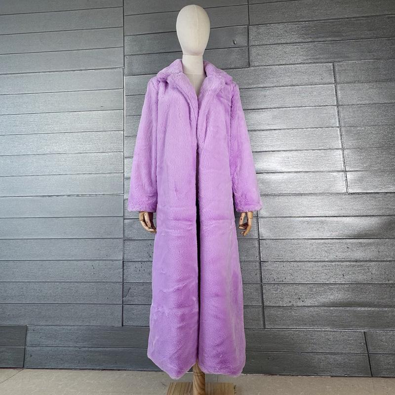 

Women s Faux Fur Extended Suit Collar Extra Long Winter Women s Coat Jacket XL