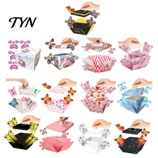 Easy Assembly Gift Box Butterfly Explosion Box, DIY Surprise Exploding Present Holder with 4 for Birthday Flying Butterflies Birthday, Anniversary,