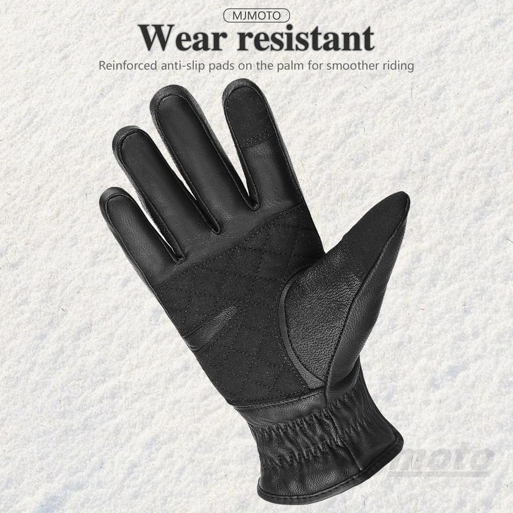 Winter motorcycle fleece thickened warm touch screen gloves locomotive riding anti-drop windproof leather gloves