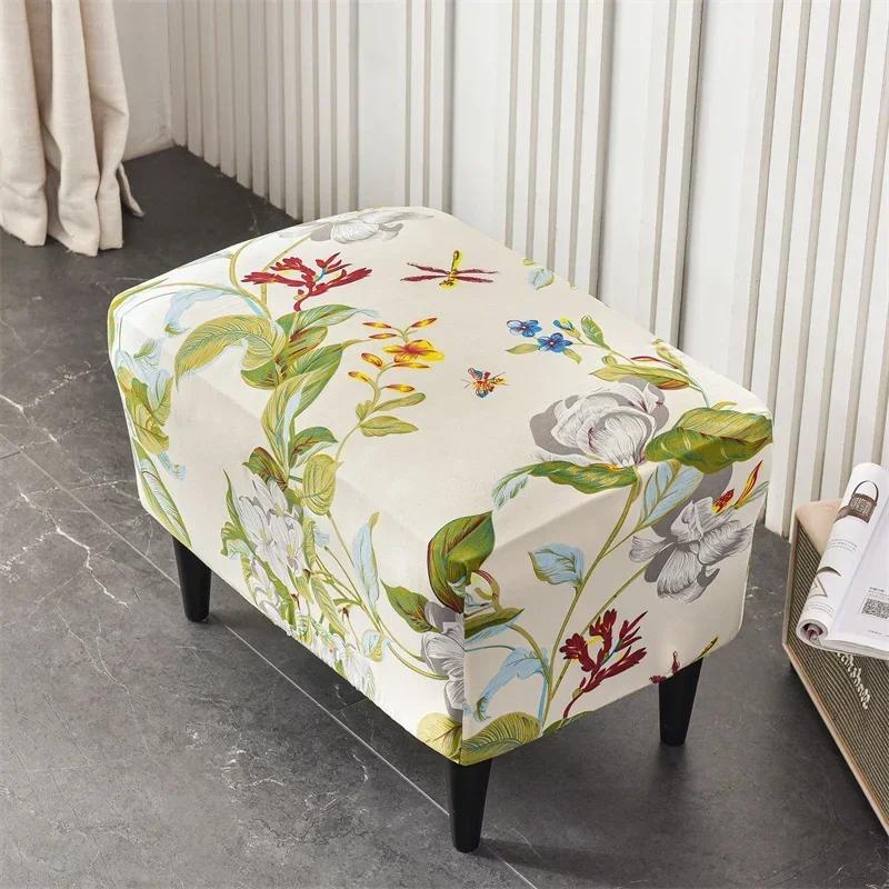 Floral Printed Wing Chair Cover Stretch Spandex Armchair Covers Nordic Removable Relax Sofa Slipcovers With Seat Cushion Covers