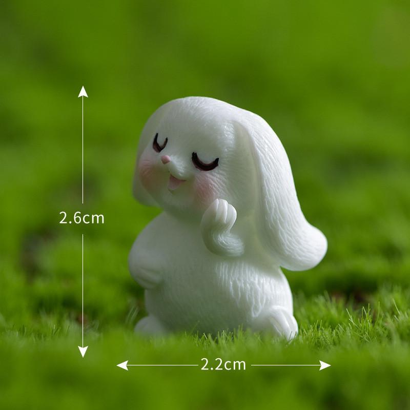Resin Rabbit White Figurines Toy Model Desktop Car Decoration Accessories Gift