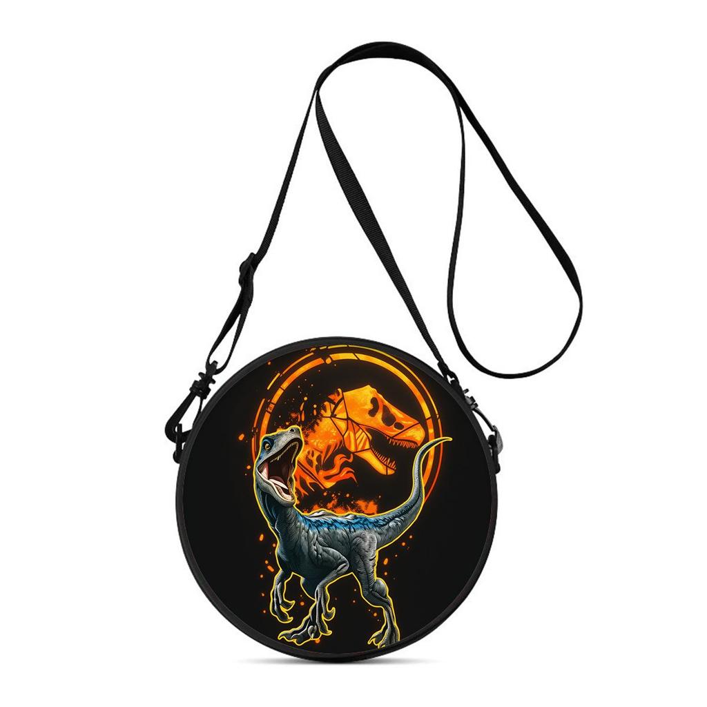 Dinosaur Print Round Shoulder Bag Casual Messenger Bag for Woman Best Gifts 2D Flat Casual Daily Crossbody Bag
