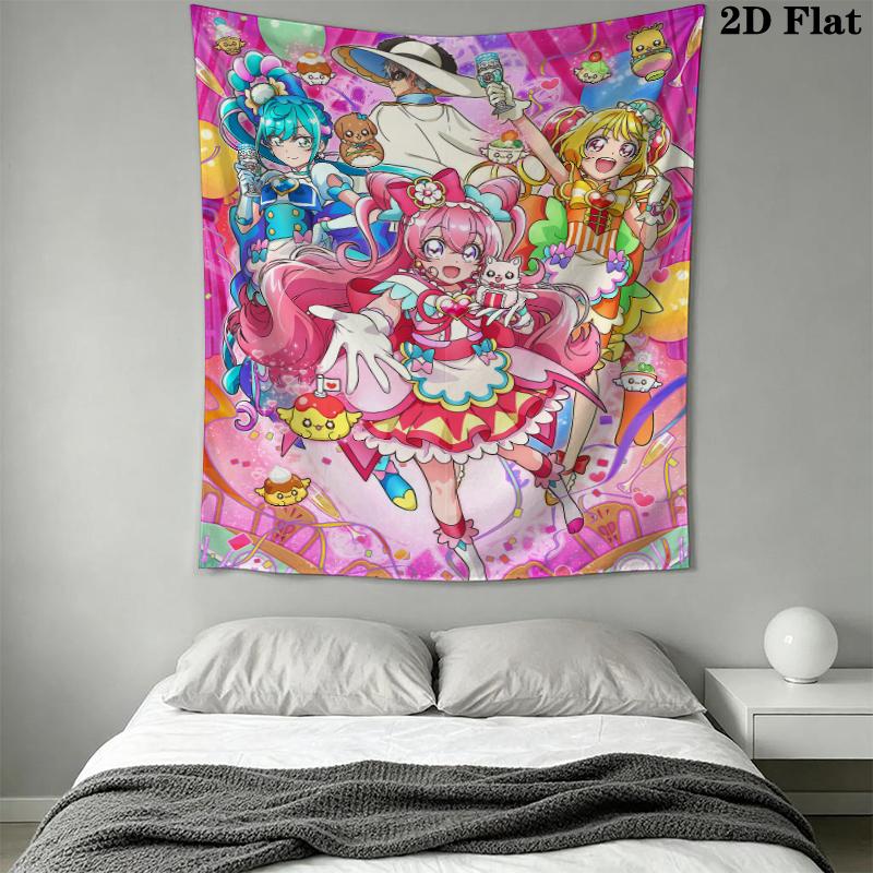 Pretty Cure Wall Tapestry Aesthetic Wall Hanging Printed Fabric Blanket Decorative Tapestries for Bedroom Living Room Home Decor