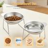2Pcs Elevated 15° Tilted Cat Bowl Stainless Steel Raised Pet Feeding Bowl Neck Guard Healthy Feeding Cat Water Bowl Pet Supplies
