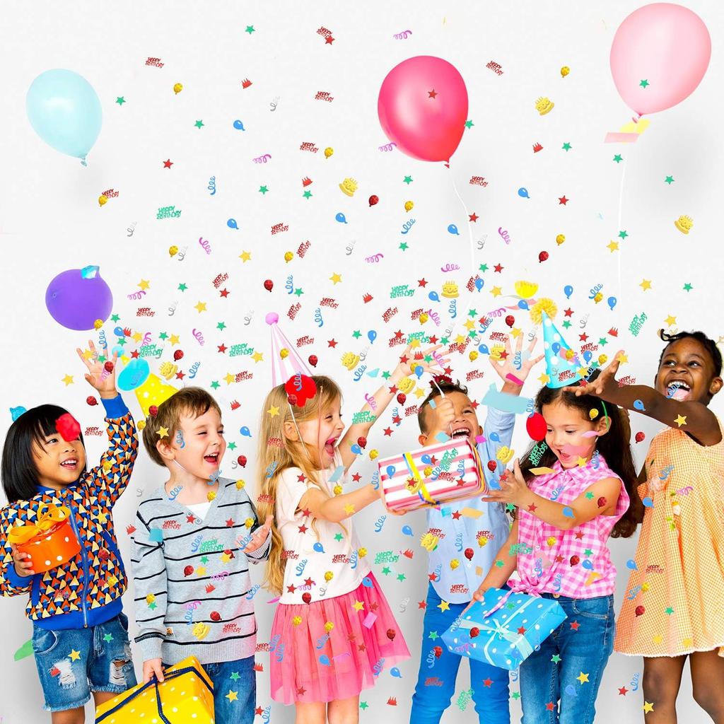 WILLBOND 3000 Pieces Happy Birthday Confetti Birthday Party Cake Confetti Metallic Foil Balloon Table Scatter Decorations for Carnival Baby Shower