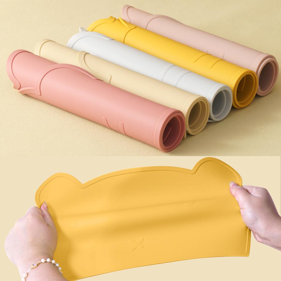 Color Kids 7Pcs Silicone Feeding Set Baby Sucker Bowl Dining Plate Spoon Waterproof Bib Sippy Cup Training Weaning Tableware