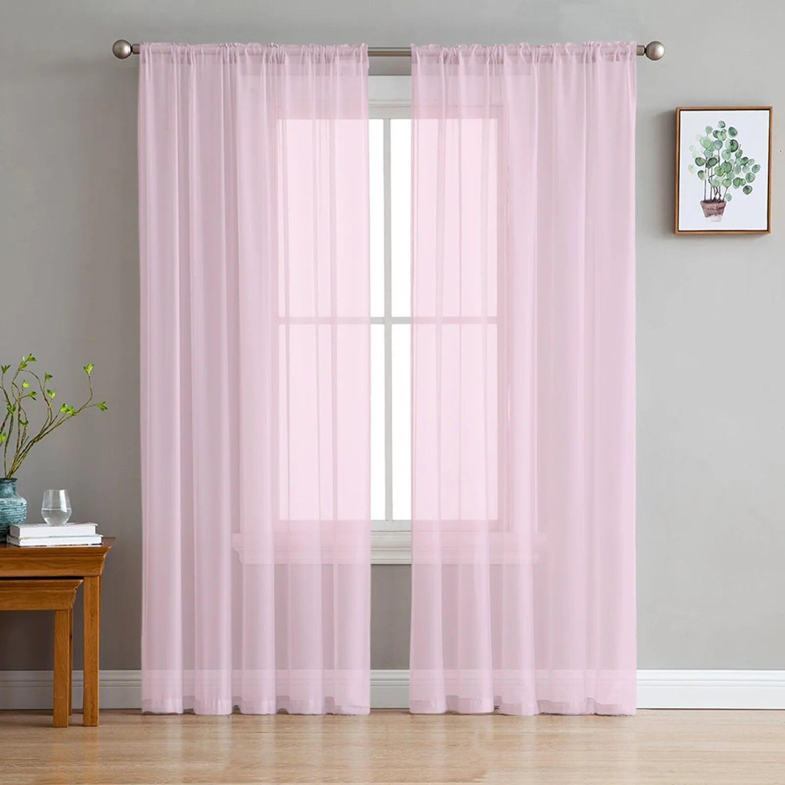 Gele effen tule gordijnen voor slaapkamer en woonkamer, bedrukte vitragegordijnen voor balkon, zomerse huisdecoratie 135W x 114H(cm)