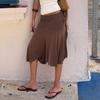 Vintage Elegant Asymmetrical Fishtail Skirt Mid-Length Solid Color Wrap Style A-Line Women