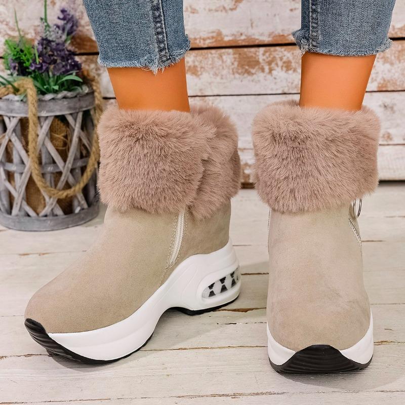 

Fashion Winter Platform Inside Heightened Fleece Warm Snow Boots High Top Side Zipper Women s Short Cotton Boots 43
