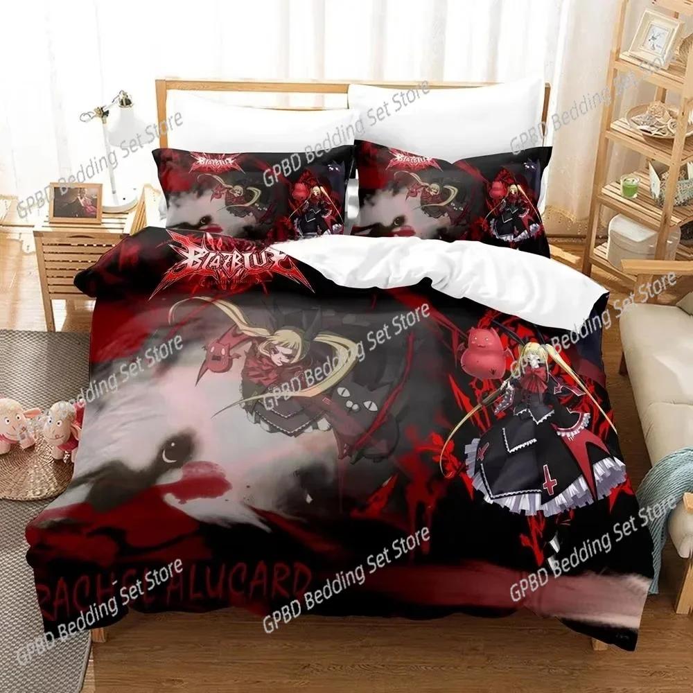New Personality 3D Printed Anime Blazblue Bedding Set Cartoons Three-piece Set Adult Kid Bedroom Duvet Cover Sets Home Textiles