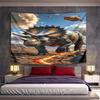 "Fiery Triceratops Walking In Lava Landscape" Pattern Wall Hanging Tapestry Decorative Tapestry Home Decor for Bedroom and Living Room