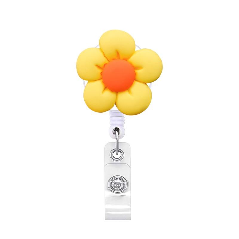 Nieuwe Bloem Intrekbare Verpleegkundige Borst Badge Reel Clip Houder Studenten Arts Werk ID Kaart Houder Sleutelhanger Accessoires Sieraden Cadeaus geel
