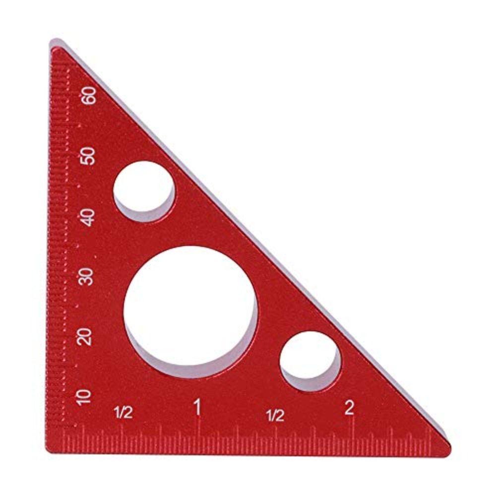 2in/6cm Aluminum Triangle Ruler Imperial and Metric Scales Angle Measuring Tool Woodworking