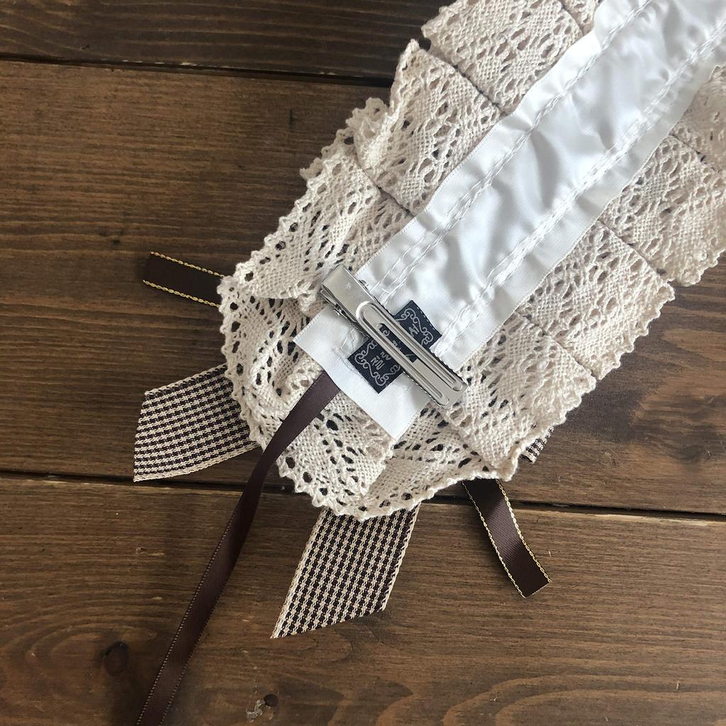 Lolita Check Lace Headband for Gothic Cosplay Hair Cute Maid Cafe Hair Accessory Women, Ruffled, Lolita, Ribbon, Ornament, [J's Select] (Brown)