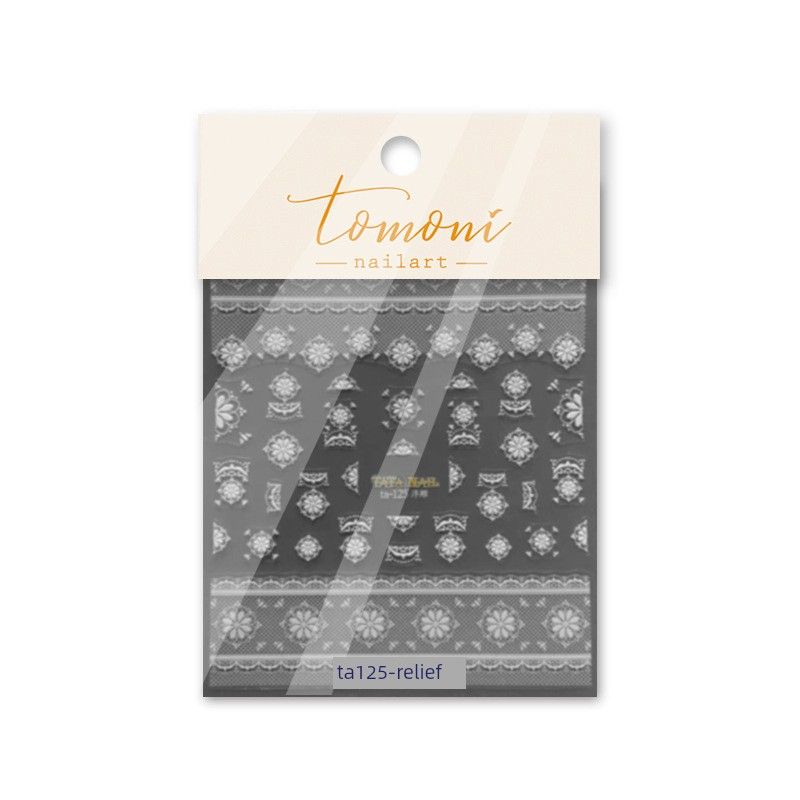 

Black and White Lace Tomoni Japanese Style Transparent Color Nail Sticker White Lace Flower 125