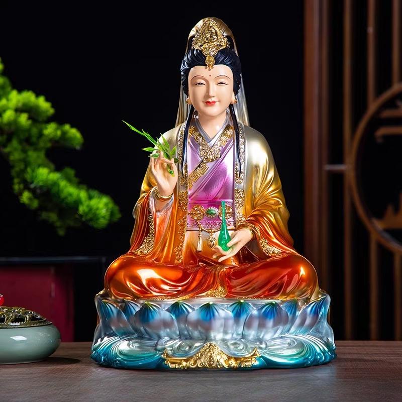 

1pc Resin Bodhisattva Ornament Chinese Style Buddha Hall Bodhisattva Ornament Home Decoration Feng Shui Accessories Statues 21x18x29cm