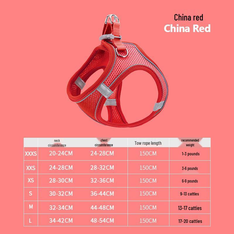 Reflective Vest-Style Pet Harness and Leash Combo