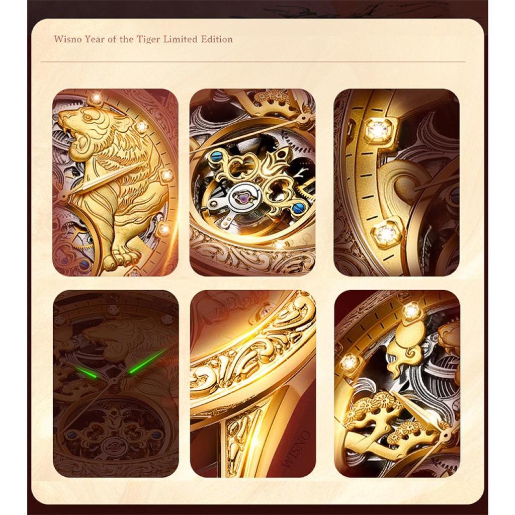 Chenxi Vintage-Armbanduhr mit Lederband, Luxus-Tourbillon, mechanische Uhr für Herren, wunderschöne, ausgehöhlte Skelettmuster, geschnitzte Automatikuhren