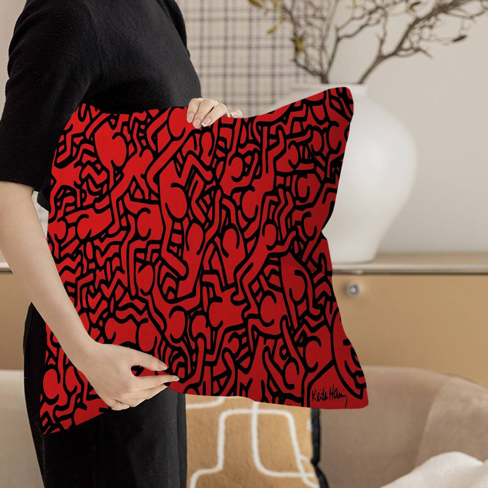 K-Keiths H-Haring Personalized picture text home decorative pillows Household Gifts 45x45cm