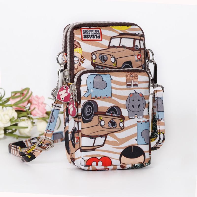 Nylon Schulter-Crossbody-Handytasche für Damen, Sport Laufen Mehrschichtige Reißverschlusstasche Armbandtasche, Clutch Münzbörse, Schlüsselhalter