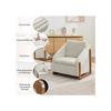 Armchair, Accent Chair for Living Room, Lounge Chair, Contemporary Wooden Armchair with Back Cushion, Beige Velvet Fabric