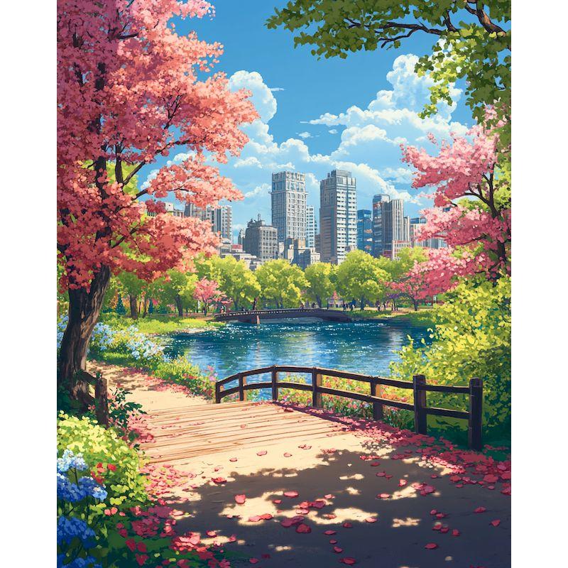 CHENISTORY Paint By Numbers For Adults Pink Scenery Handpainted Oil Painting Picture Drawing For Home Decor Unique Gift