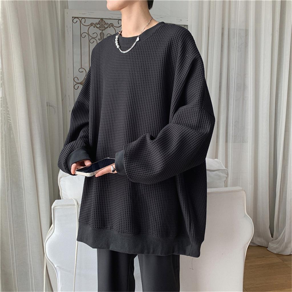 Men's Spring and Autumn Solid Color Casual Sweater Students Loose Simple Lazy Wind T-shirt