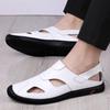 Atmungsaktive Sandalen Herren trendige Taschenkopf Sportschuhe Lochschuhe Herren Lederschuhe Weichleder Herren Freizeitschuhe für den Strand