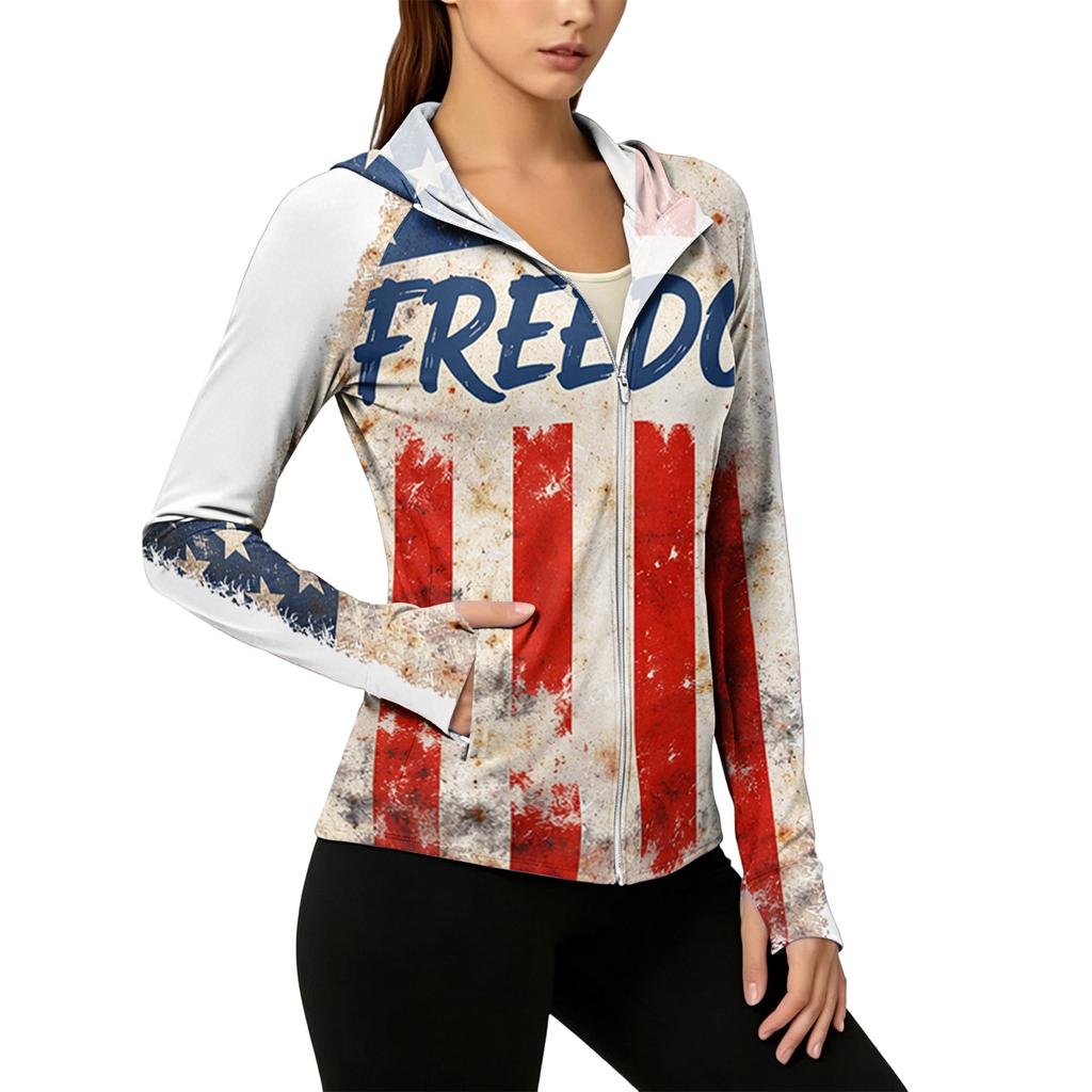 Women's Zip Up Hooded Long Sleeve Jacket with Festive Pattern & Pockets