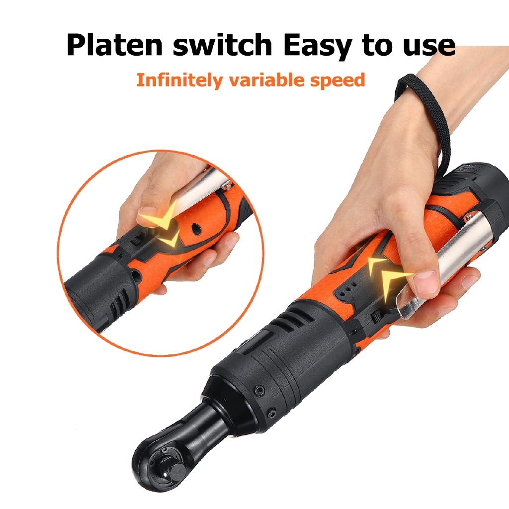 8V 8000mAh 60N.m 230RPM 3/8''  Rechargeable Power Source Portable Cordless Electric Ratchet 90° Right Angle Wrench Set New