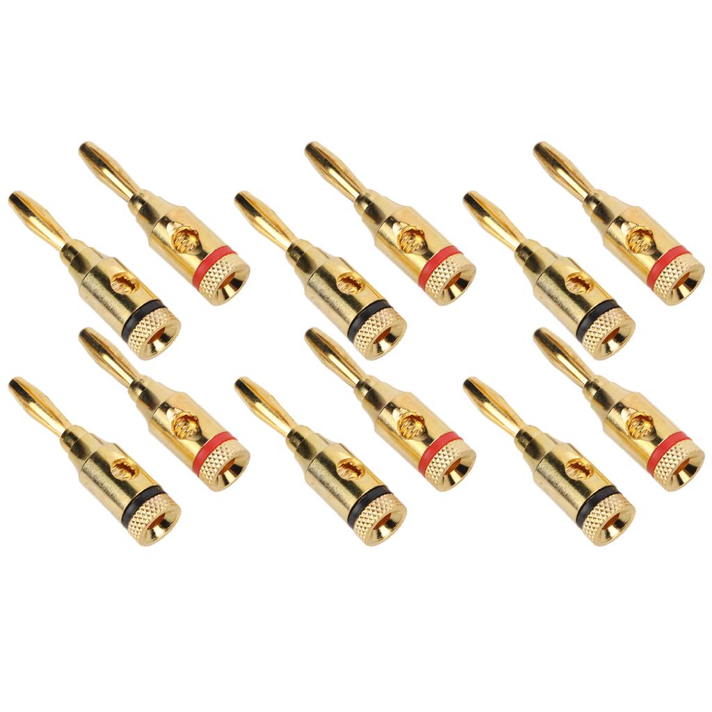 12pcs Gold Plated Speaker Banana Plugs Aluminium Alloy Speaker Connector Open Screw Type Universal for Car
