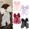 Women's Large Sheer Bow Hair Clip, Mesh Ribbon Streamer Spring Barrette, Elegant Hair Accessory for Parties and Daily Wear